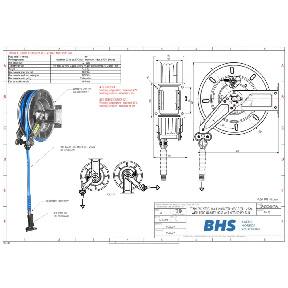 Wall mounted hose reels SR32A