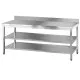 Stainless steel table with two shelves 800