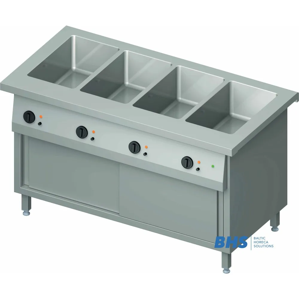 Cold chafing dish 4 GN1/1 with separator and heated cupboard