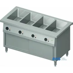 Cold chafing dish 4 GN1/1 with separator and heated cupboard