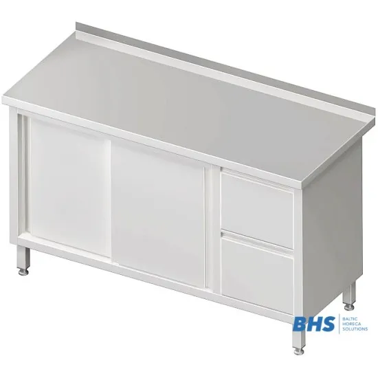 Table with 2 drawers and 2 sliding doors