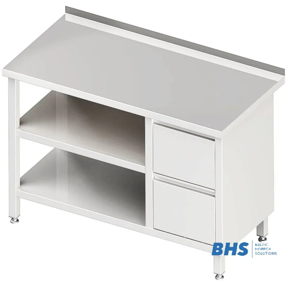Table with drawers and 2 shelves 800