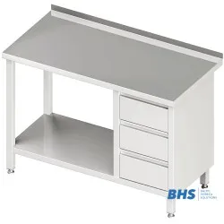 Table with three drawers and shelf 800
