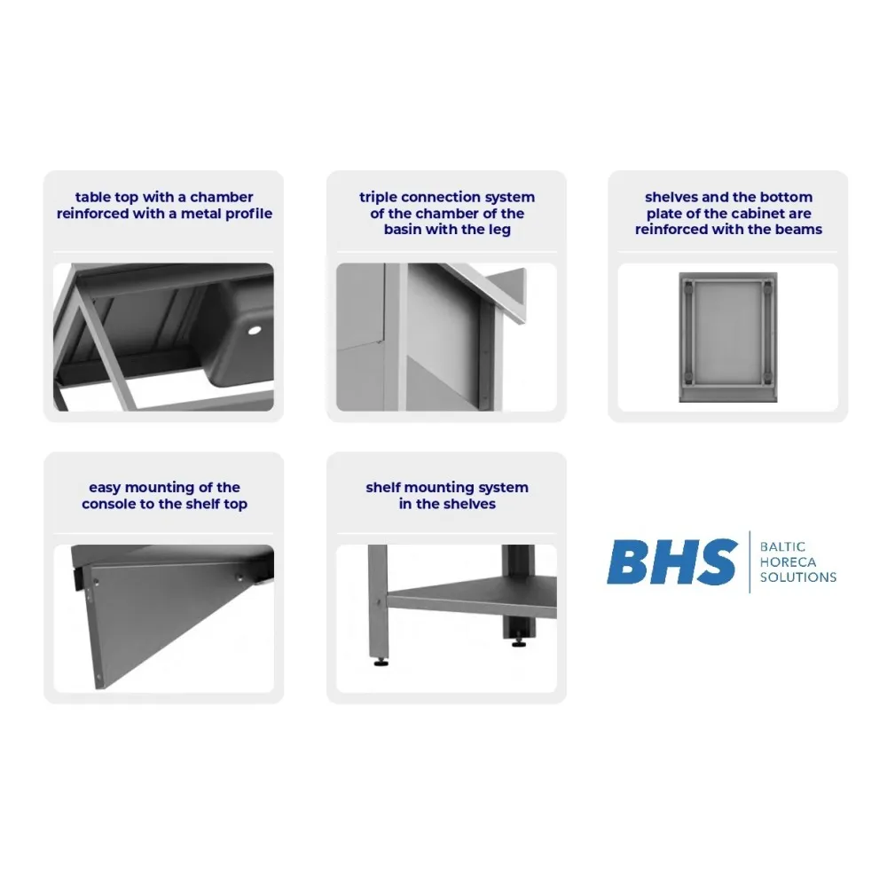 Table with a single-chamber sink with a shelf 1200x700 mm