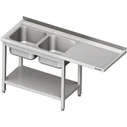 Table with 2  sinks, self and room for fridge or dishwasher