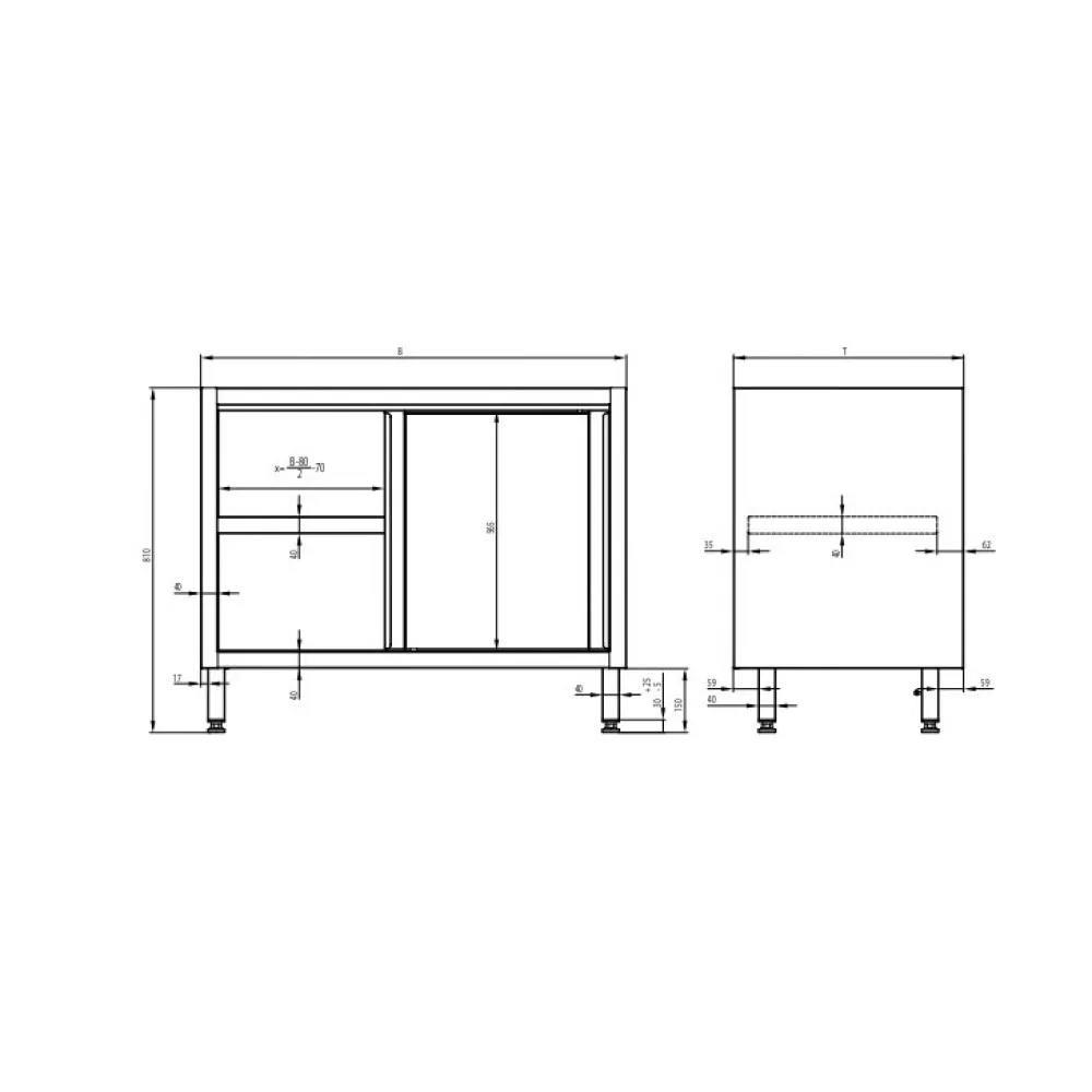 Cupboard with sliding doors H-810 mm