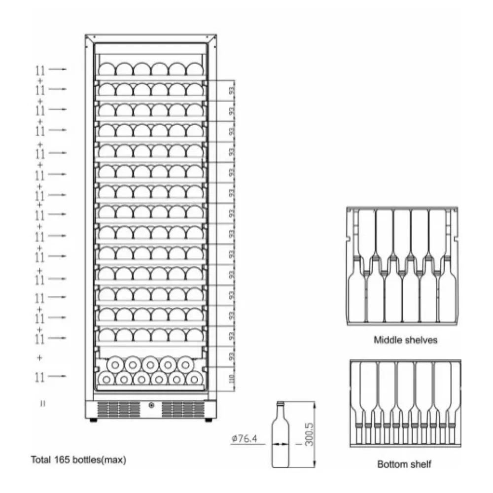 Wine cooler 350 liters SS