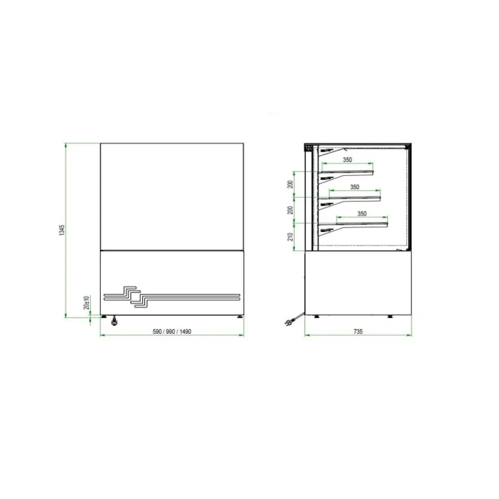 Patisserie showcase CUBE II 1000
