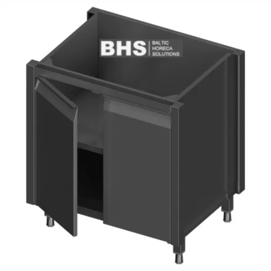 Modular table with adjustable shelf and shutting doors