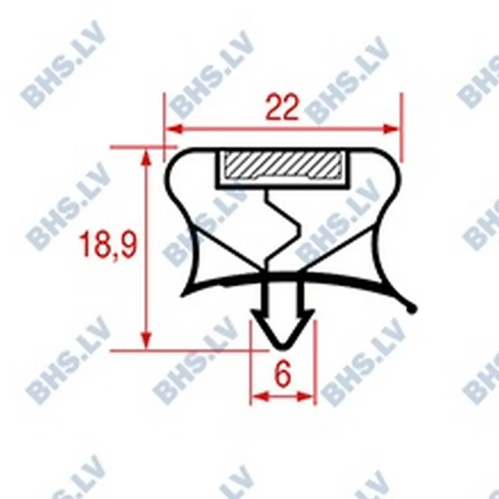 SNAP-IN GASKET L1116 LENGTH 2000 mm