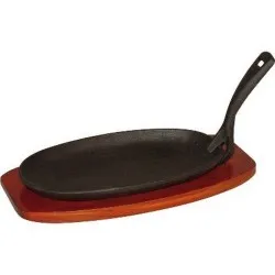 Iron pan with wooden stand base