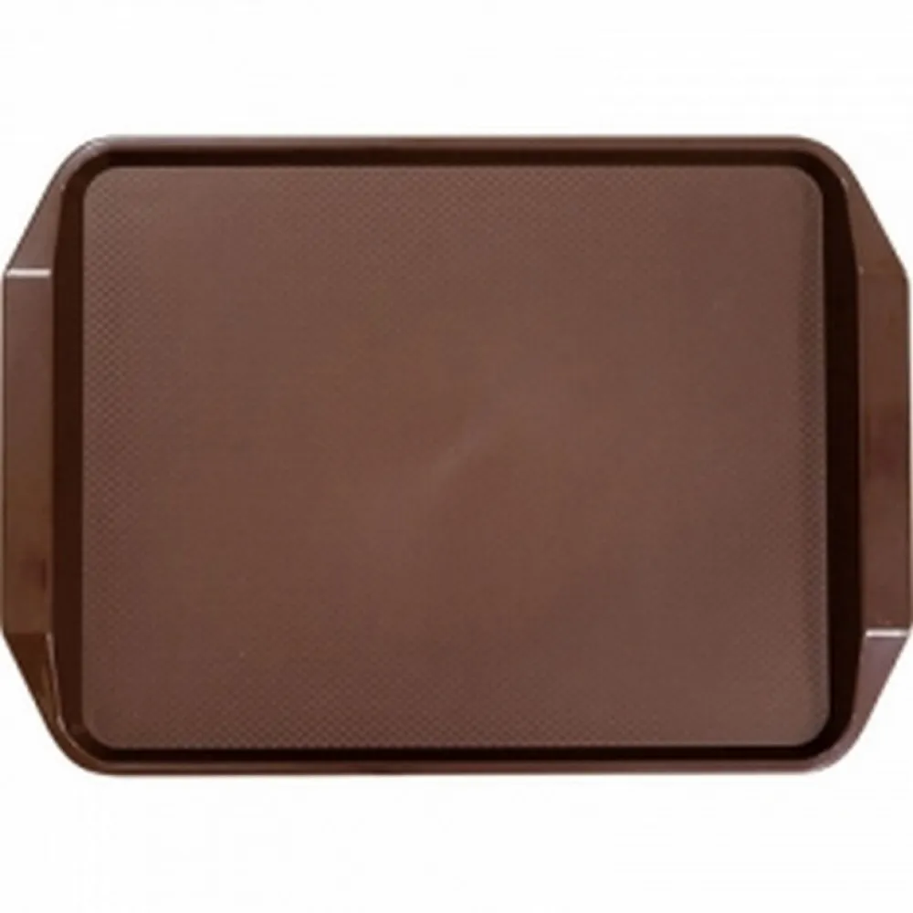 Square non-slip tray, dark brown 43x30.5 cm