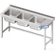 Metal table with three sinks without shelf 2500