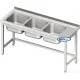 Metal table with three sinks without shelf 2600