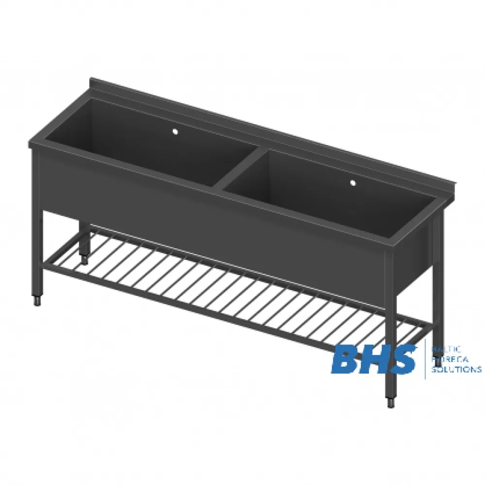 Table with two pools and grid shelf 1400