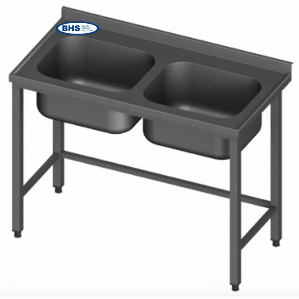 Metal table with 2 sink without self 2900