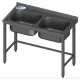Metal table with 2 sink without self 2300