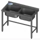Metal table with 2 sink without self 2500