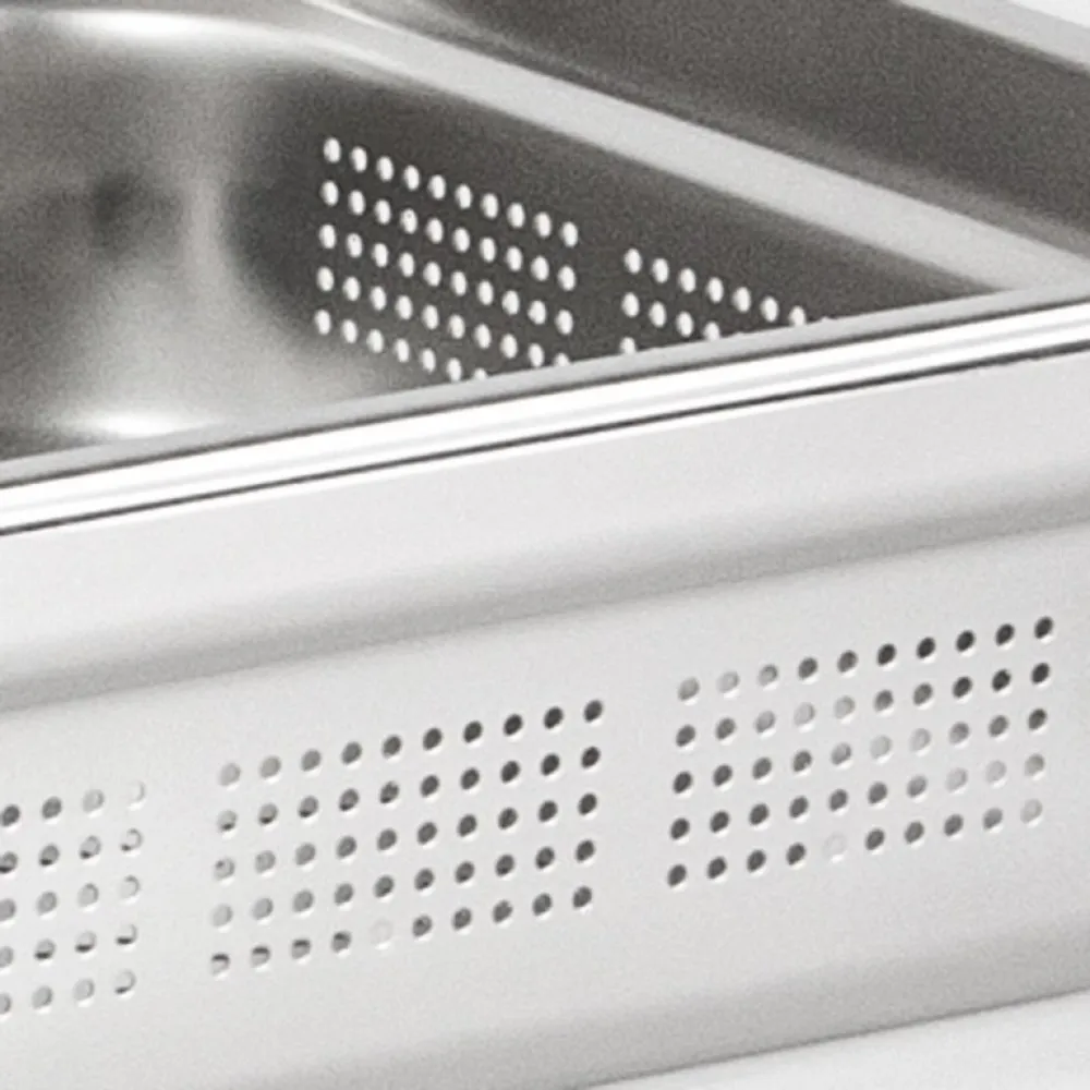 Perforated GN1/1 container h-100 mm, s/steel , STANDART