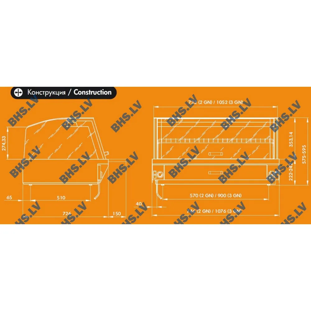 Heated display case KENTUCKY HOT 3GN self-service