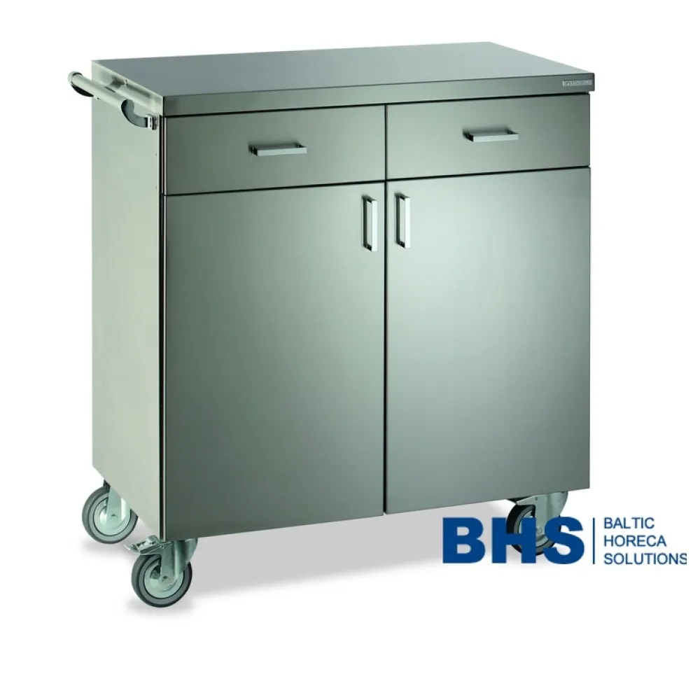 STAINLESS STEEL WAITERS STATION ON CASTORS POLAR2B