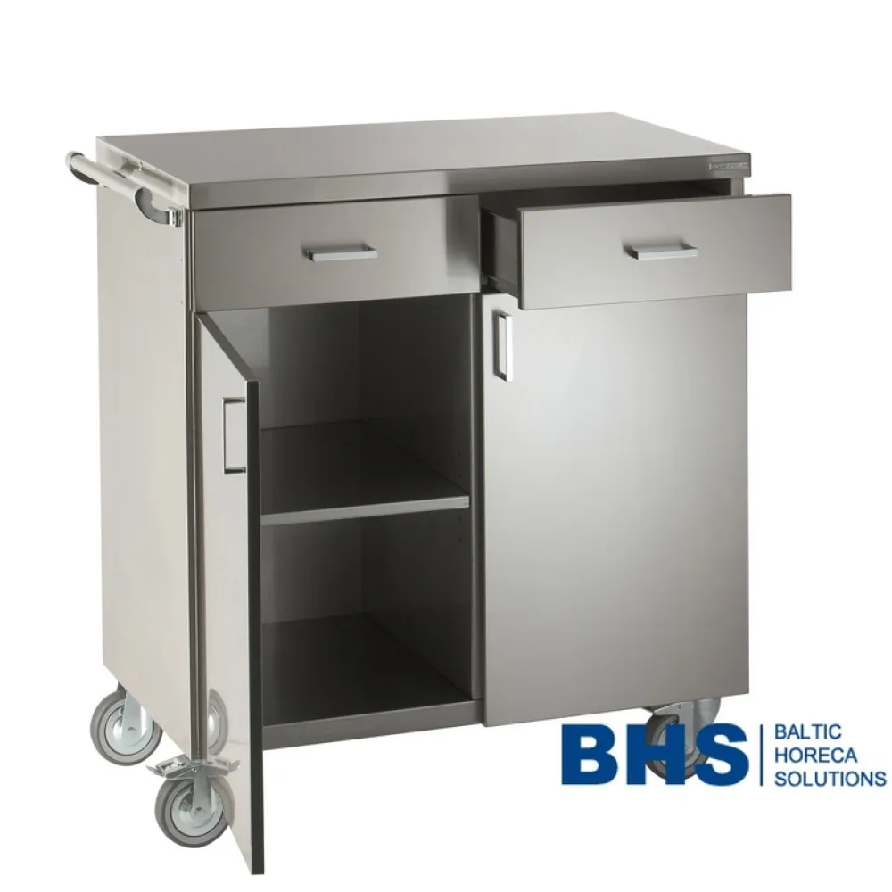 STAINLESS STEEL WAITERS STATION ON CASTORS POLAR2B