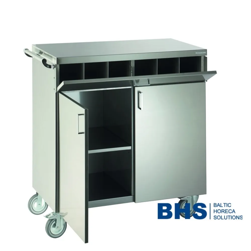 STAINLESS STEEL WAITERS STATION ON CASTORS POLAR2B
