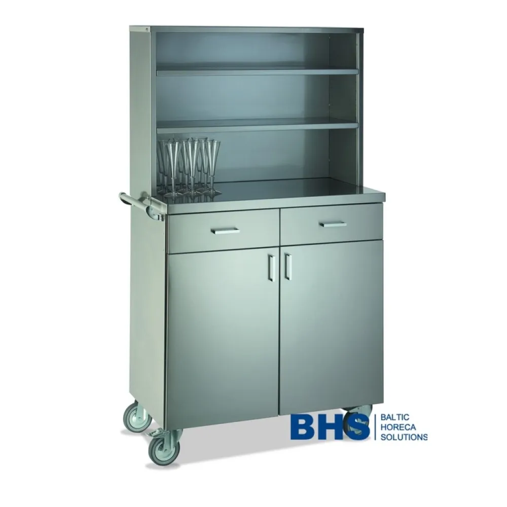 STAINLESS STEEL WAITERS STATION ON CASTORS POLAR2AP