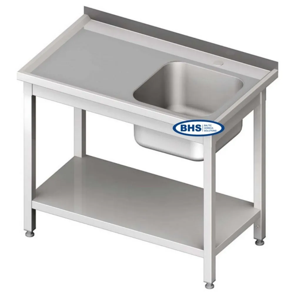 Metal table with sink and self 1500