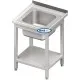 Metal table with sink and shelf 600