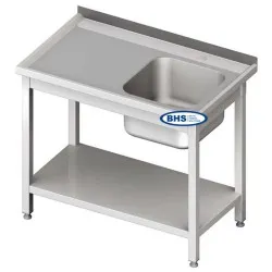 Metal table with sink and shelf 900