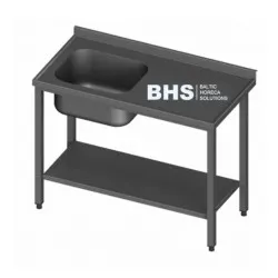Stainless steel table with sink and shelf  800