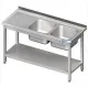 Metal table with double  sink and shelf 2400