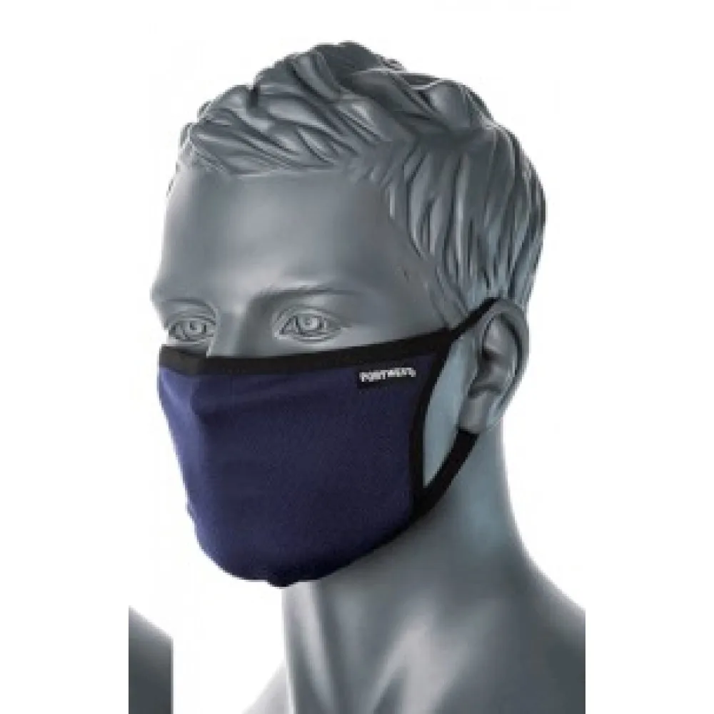 Fabric face mask 3-layer antimicrobial Black