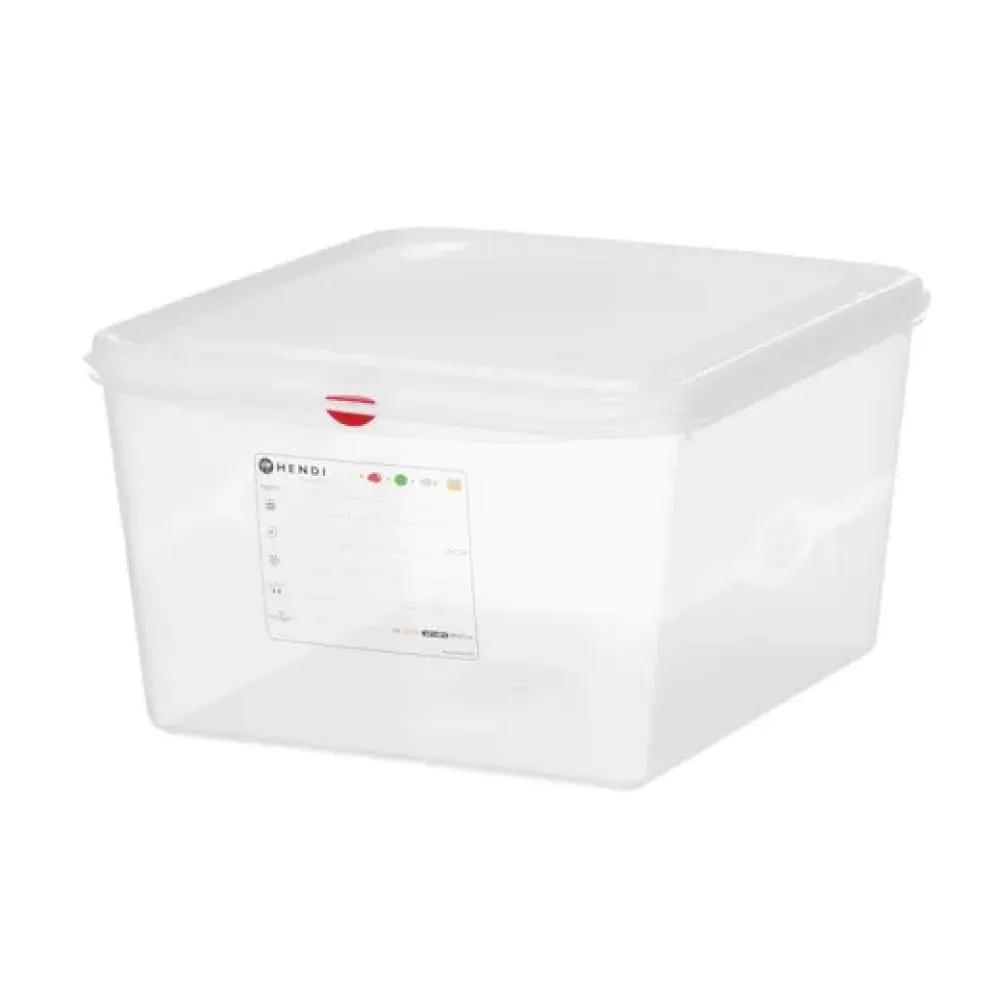 HENDI GN 2/3 Polypropylene Gastronorm Container with Lid, 19 L