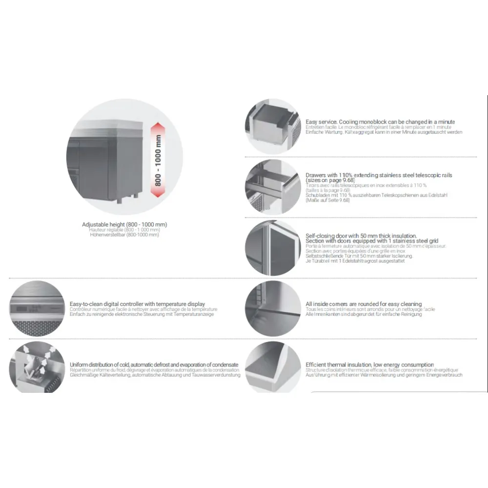 Cooling counter with lifting mechanism P414 2330 mm
