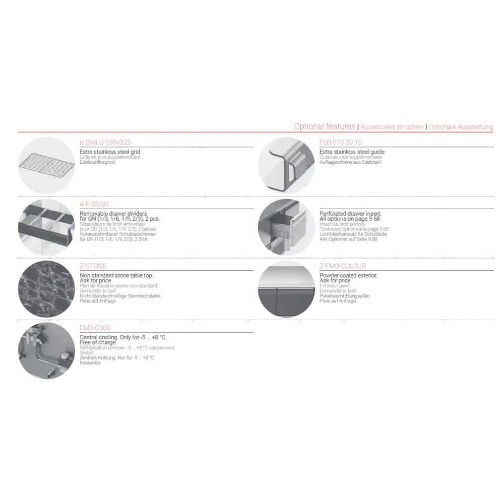 Worktop refrigerator with granite surface P230 1300 mm