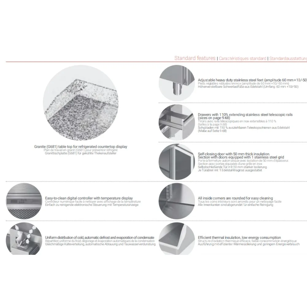Cooling counter with granite table top 2130 mm P424