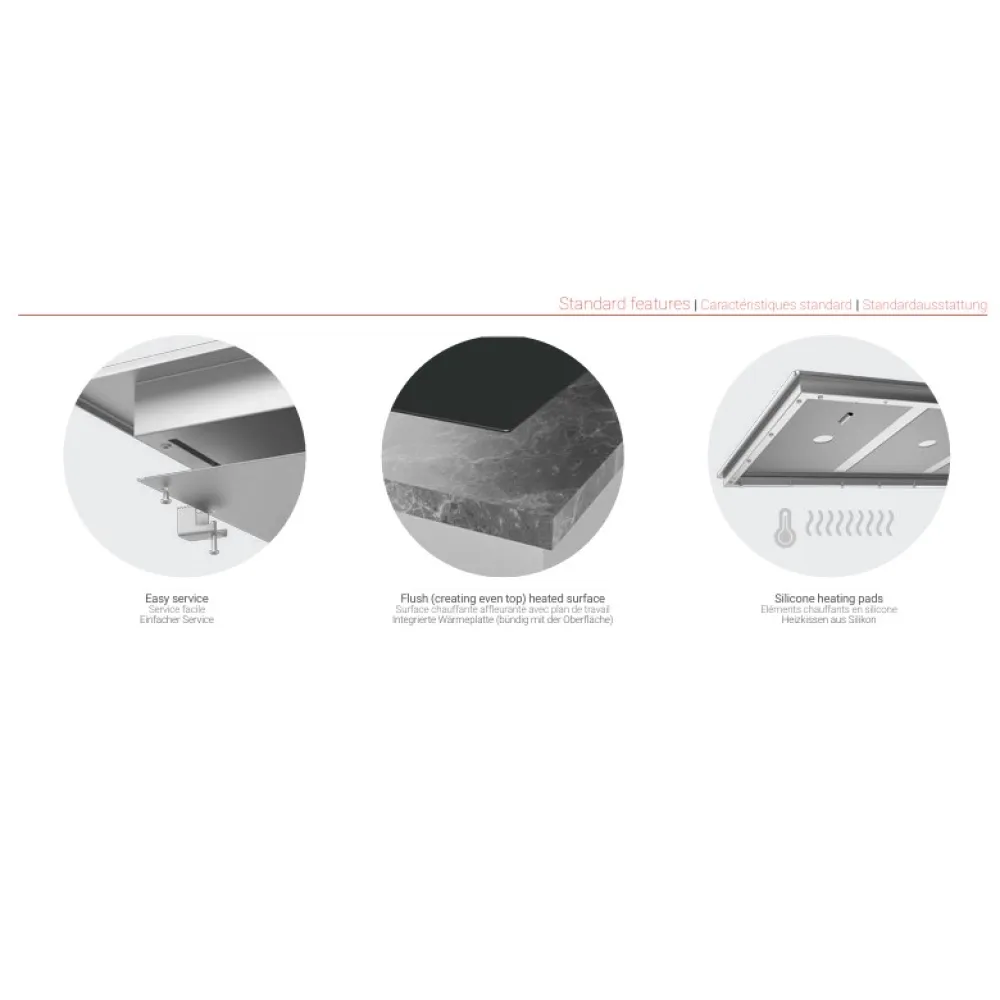 Build-IN flush heated glass surcace 1605 mm, 5 GN 1/1