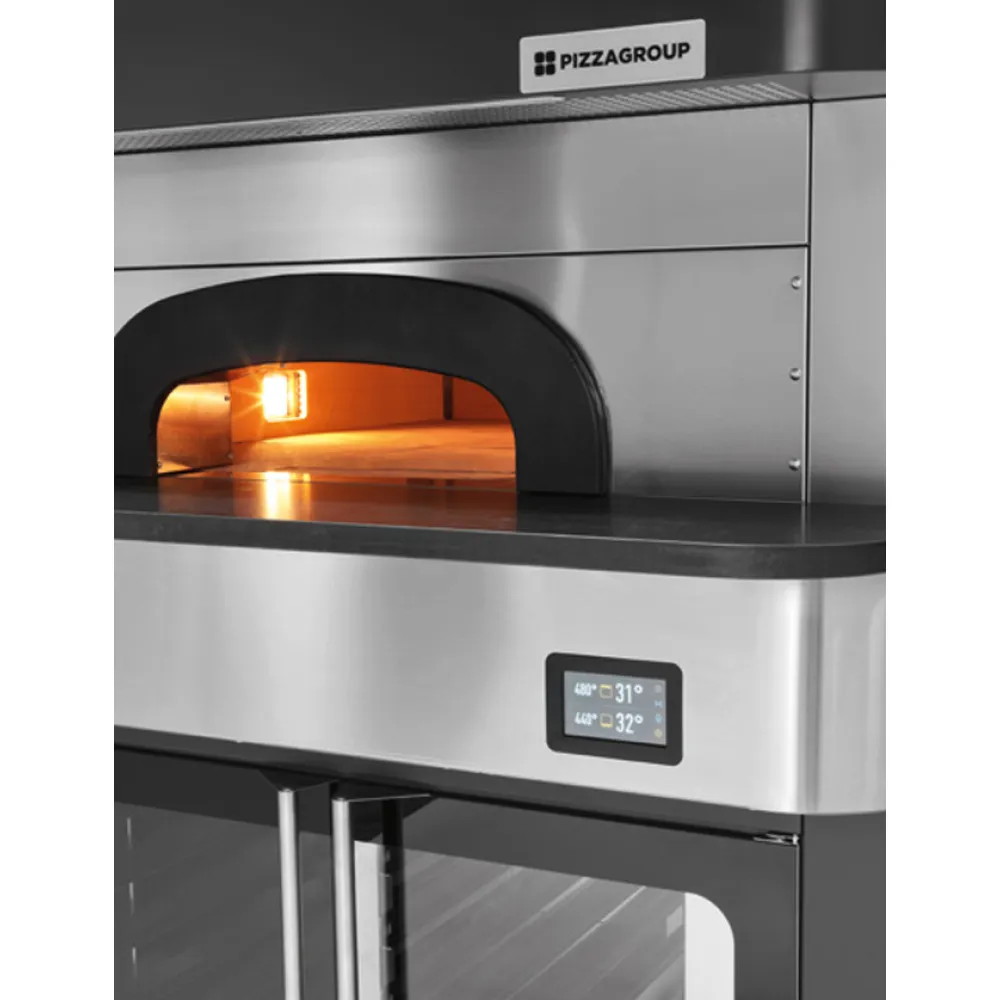 Pizza oven for 6 pizzas with proofer and hood