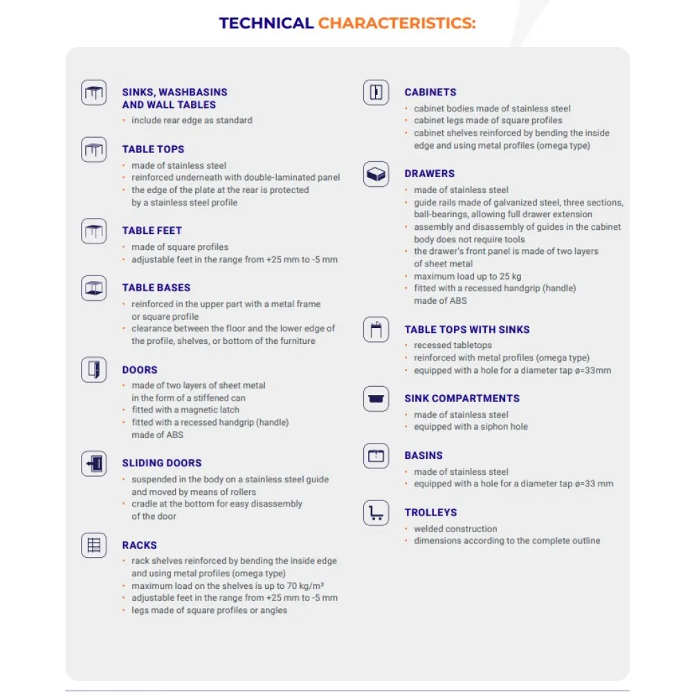 Stainless steel table with frame and side 1100