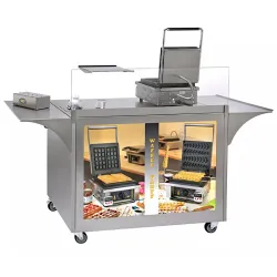 Stainless steel trolley with wheels for waffle sales MG-02