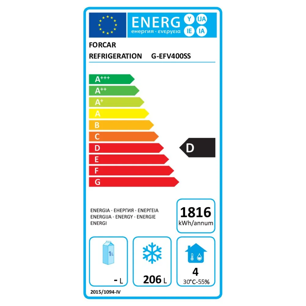 Freezer ventilated Eco Line G-EFV400SS