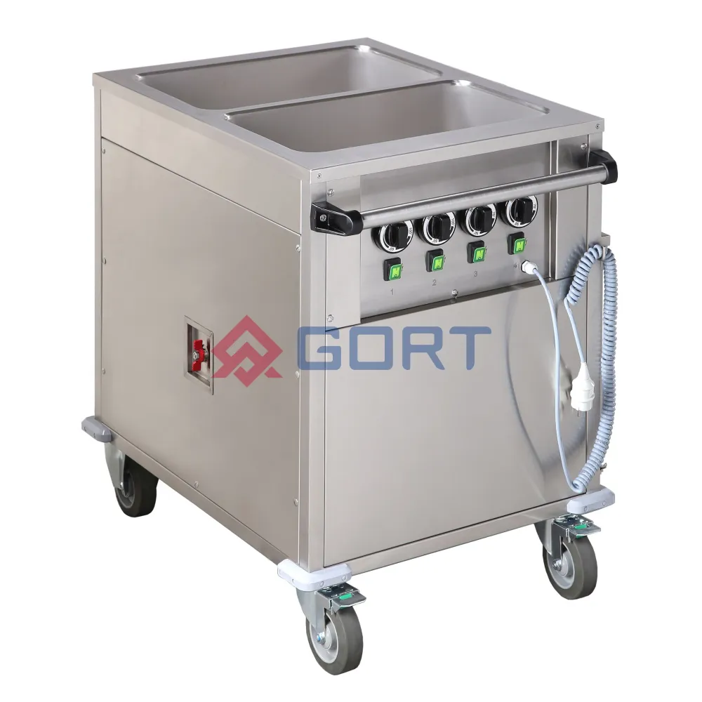 Heated cooking trolley on cupboard 2xGN 1/1, with separate temperature control