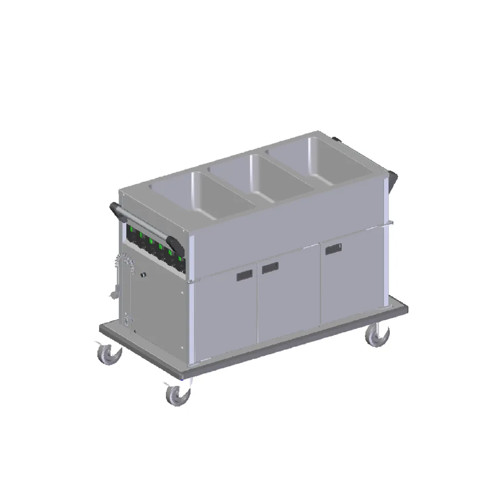 Heated cooking trolley with cupboard 3xGN 1/1, with separate temperature control