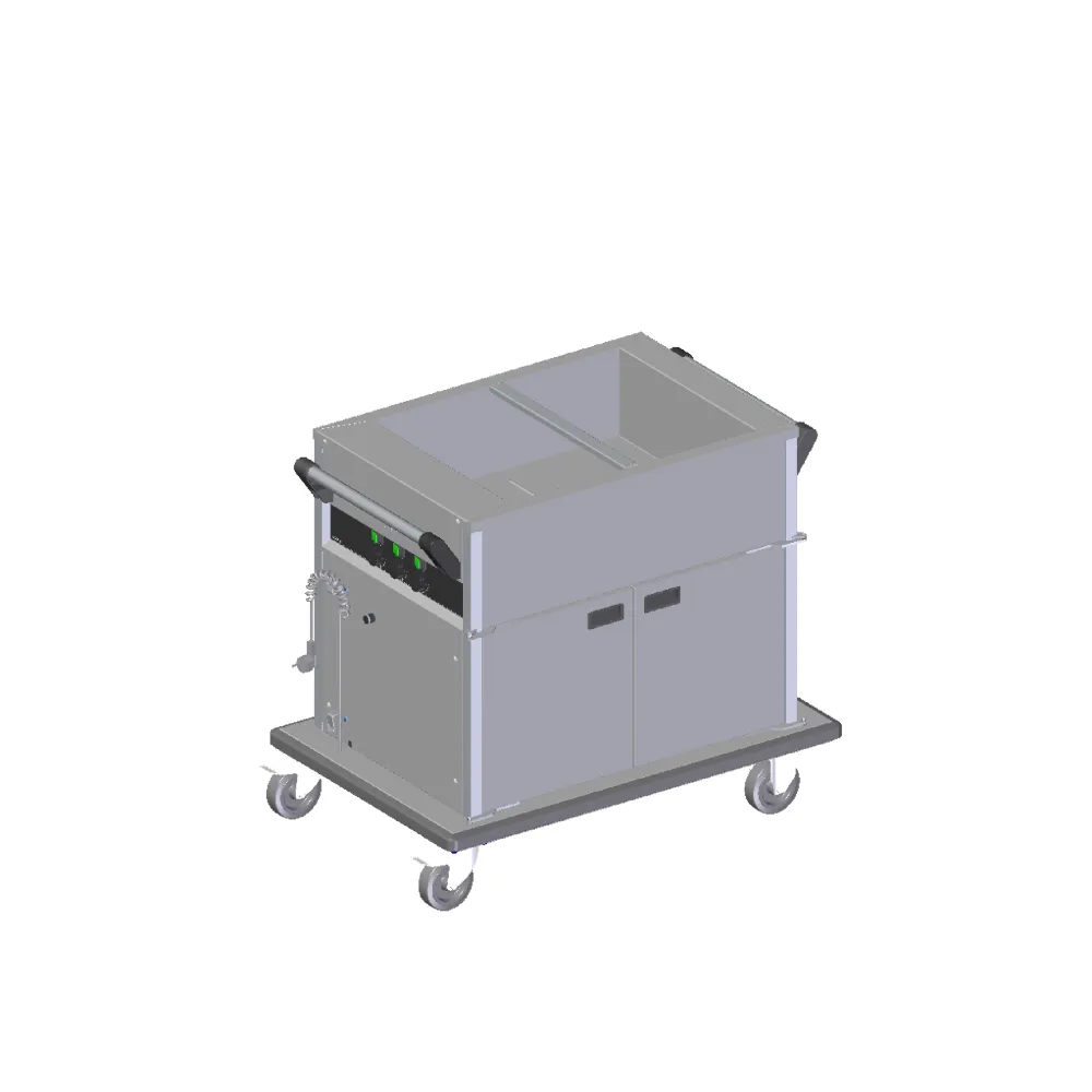 Heated cooking trolley with cupboard 2xGN 1/1, with common temperature control