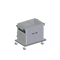 Heated cooking trolley with cupboard 2xGN 1/1, with common temperature control