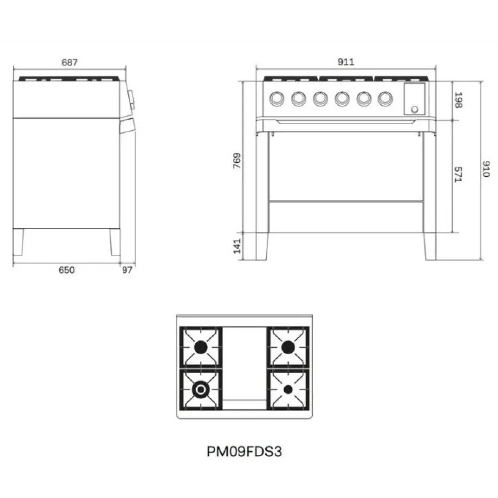 Range Cooker Panoramagic PM09FDS3 with fry top