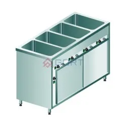 Free standing bain marie with cupboard 4xGN 1/1, with separate temperature control
