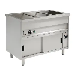 Free standing bain marie with cupboard 3xGN 1/1, with common temperature control